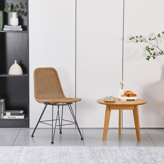 Καρέκλα Pamela PE Rattan σε Φυσική Απόχρωση και Μαύρα Μεταλλικά Πόδια 44x58x82