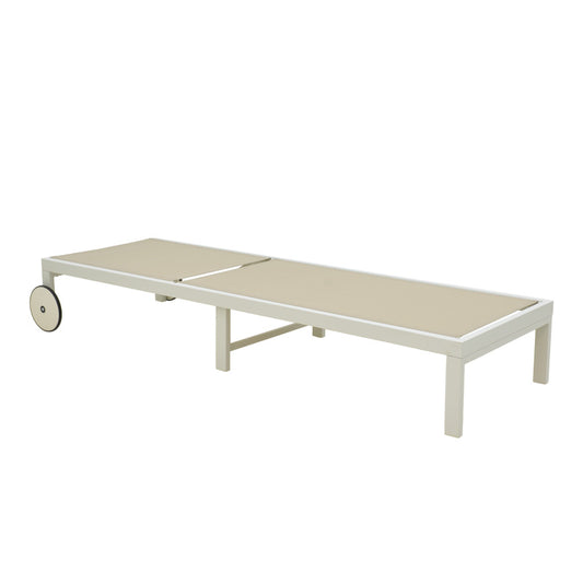 Ξαπλώστρα Mailo Λευκό Αλουμίνιο και Textilene σε Μπεζ Απόχρωση 71x206x30