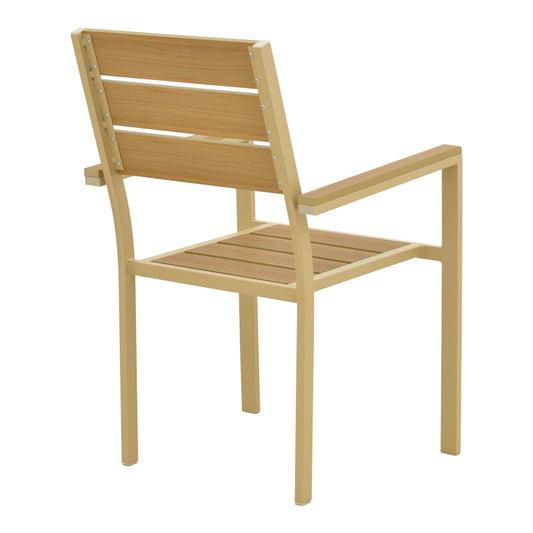 Πολυθρόνα Breze Στοιβαζόμενη Plywood σε Φυσική-Αλουμίνιο σε Cappuccino Απόχρωση 57.5x60x88