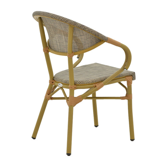 Πολυθρόνα Κήπου Isaia Χρυσό Αλουμίνιο-Textilene Γκρι 57x57x83