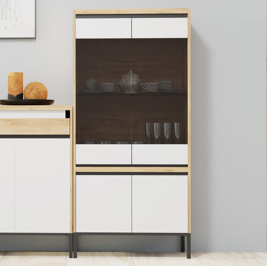 Βιτρίνα Palmor Χρυσό Δρυς-Λευκό 77x40x164