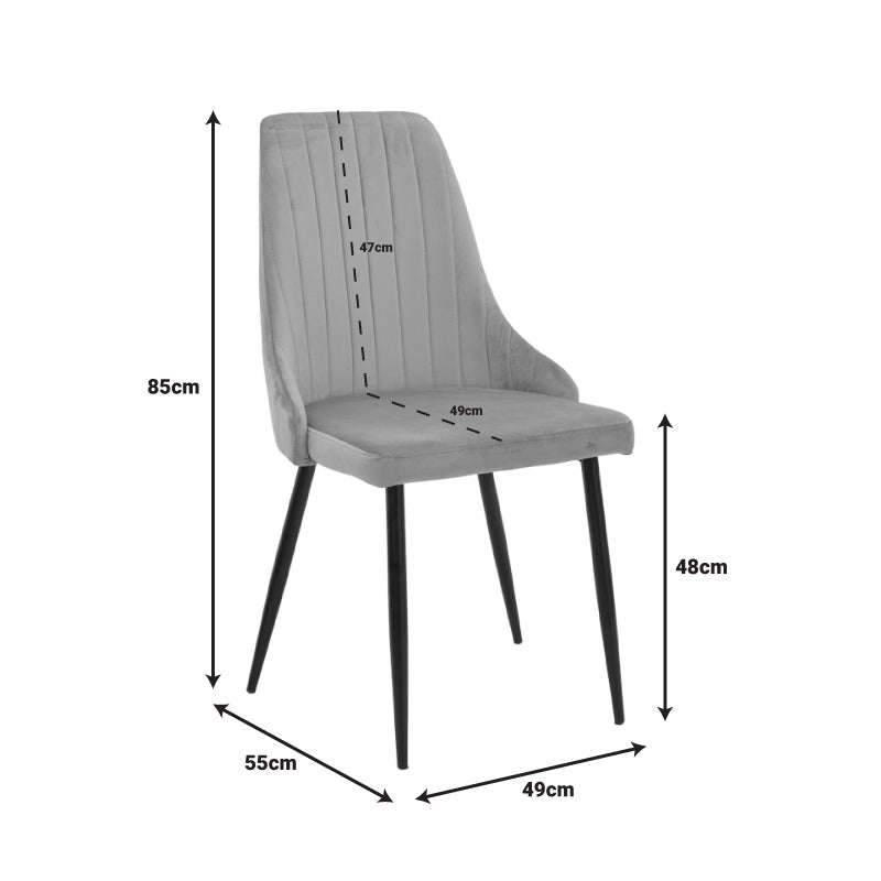 Καρέκλα Azori Γκρι-Μπεζ Βελούδο-Πόδι Μαύρο Μέταλλο 49x55x85