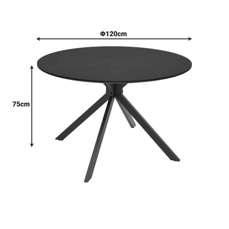 Τραπέζι Xuson Μαύρο MDF με Μεταλλικό Πόδι Φ120x75