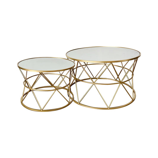 Tραπέζια Σαλονιού Pelosif Χρυσό Σετ 2 Τεμ Μέταλλο