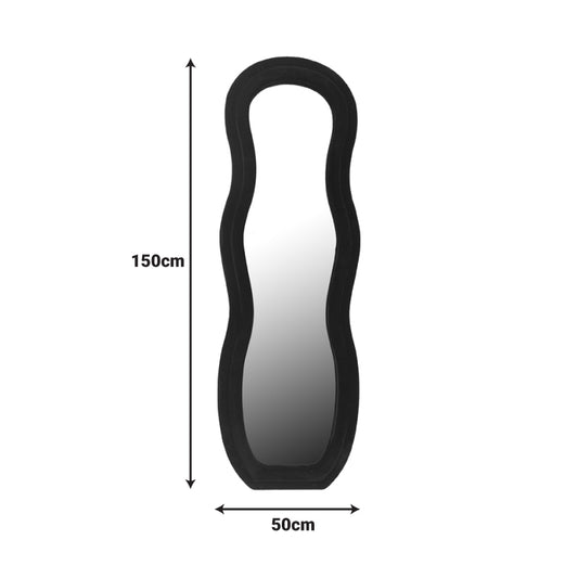Καθρέπτης Glinde Βελούδο σε Μαύρη Απόχρωση 50x3.3x150