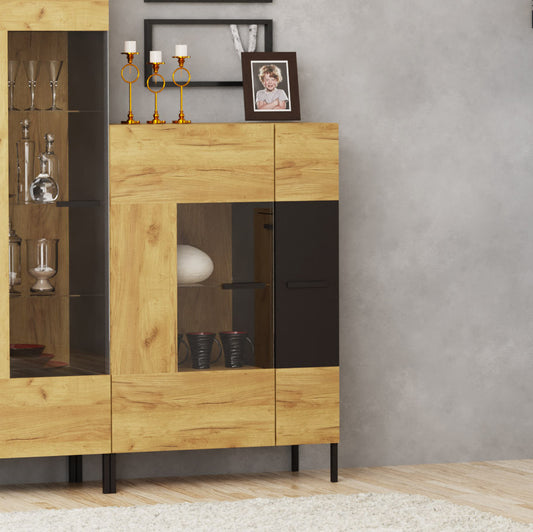 Βιτρίνα Santes Χρυσό Δρυς-Γραφίτης 90x42x134.50