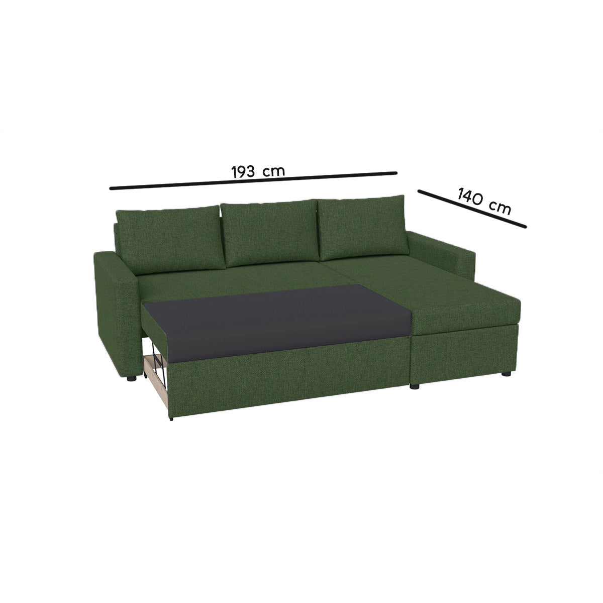 Γωνιακός Καναπές Κρεβάτι Concept με Αναστρέψιμη Γωνία & Αποθηκευτικό Χώρο Κυπαρισσί 218x153x80