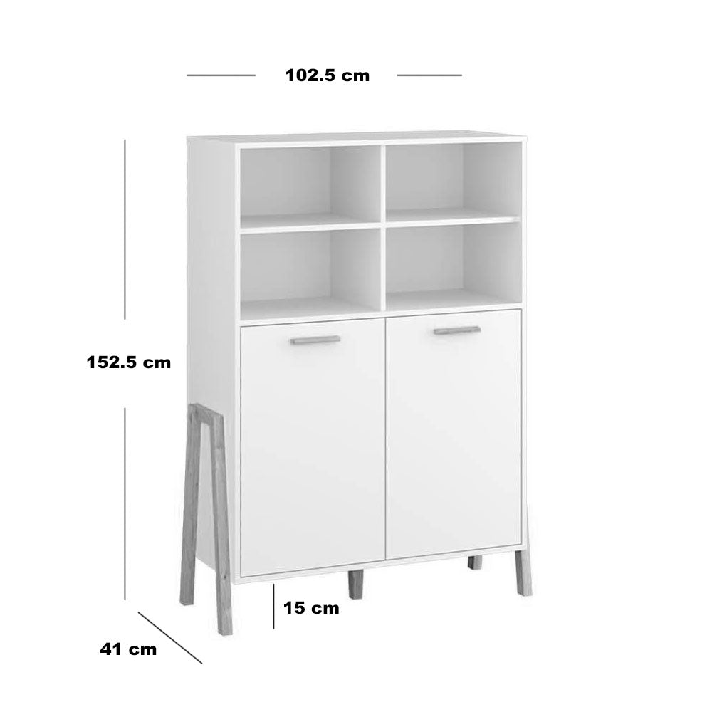 Βιβλιοθήκη Belle Λευκό 102.5x41x152.5