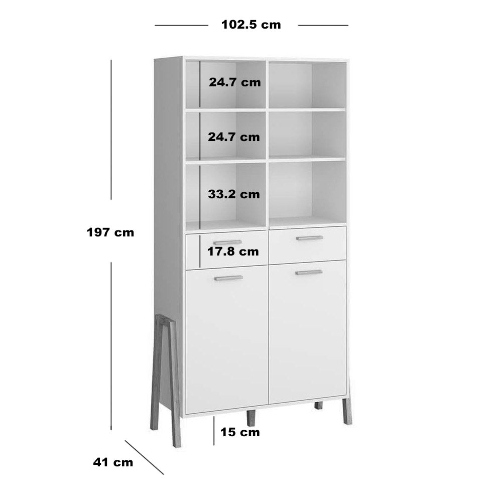 Βιβλιοθήκη Belle Λευκό 102.5x41x197