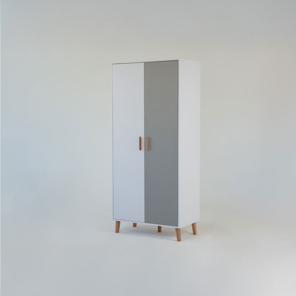 Ντουλάπα Timmy 2D Λευκό-Γραφίτη-Γκρι 90x50x199