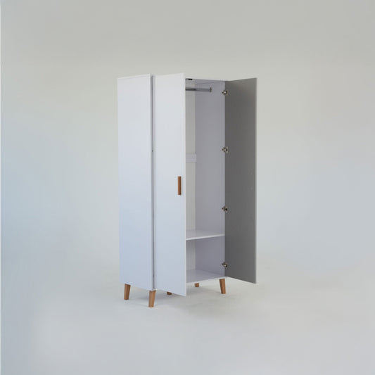 Ντουλάπα Timmy 2D Λευκό-Γραφίτη-Γκρι 90x50x199