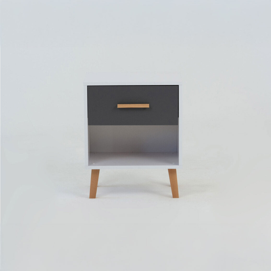 Κομοδίνο Timmy Λευκό-Γραφίτη-Γκρι 46.8x36x57.1