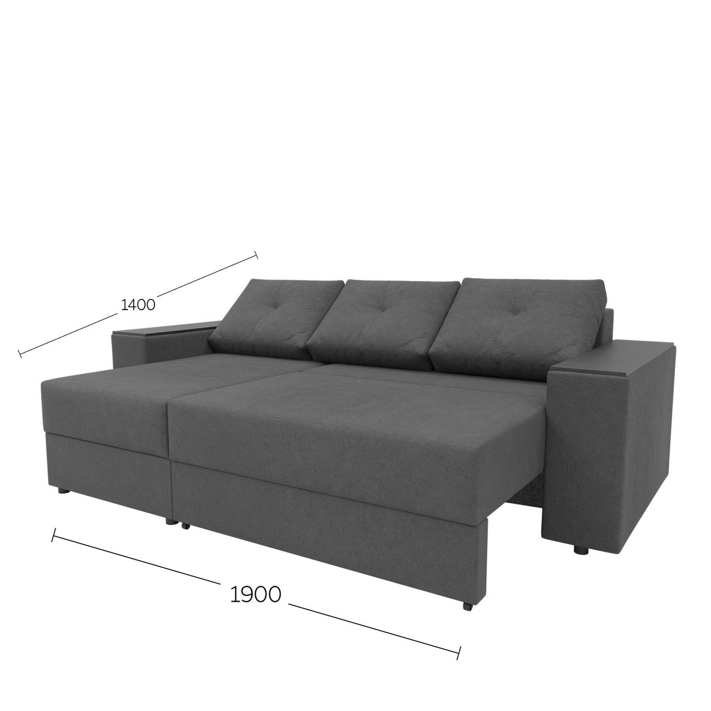 Γωνιακός Καναπές Κρεβάτι Triumph με Αναστρέψιμη Γωνία Γκρι 241x147x94
