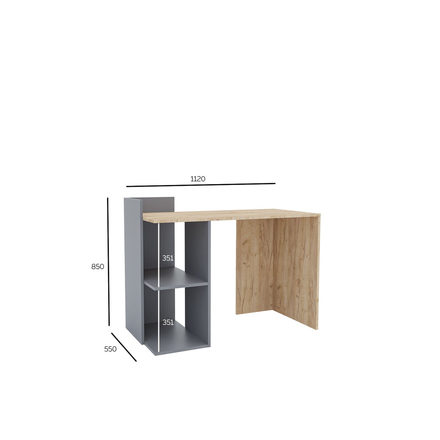 Γραφείο Iris Γραφίτη-Χρυσό Δρυς 112x55x85