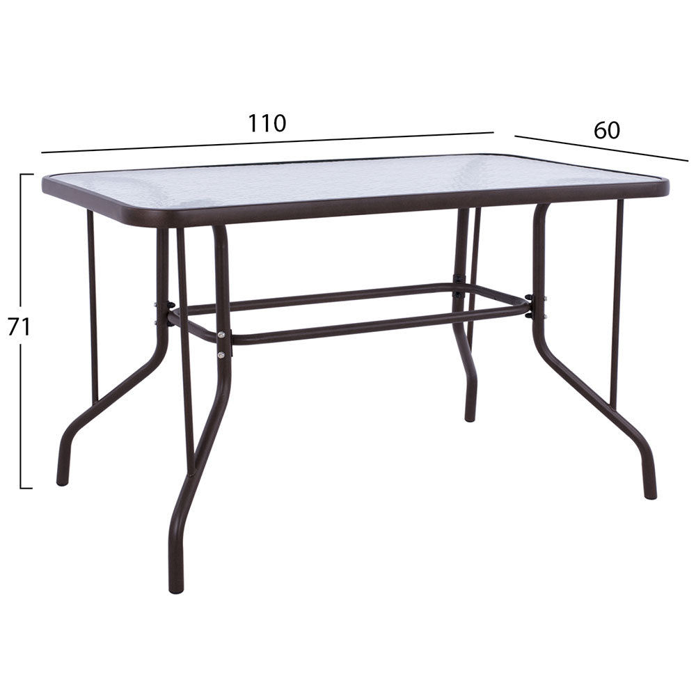 Τραπέζι Venus Καφέ με Γυάλινη Επιφάνεια 110x60x71