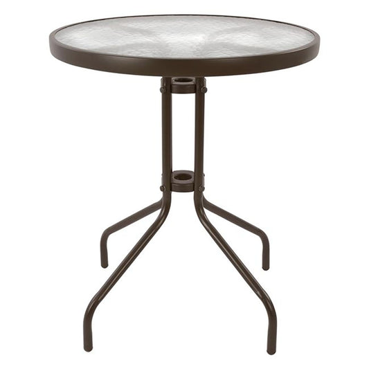 Τραπέζι Adam Καφέ με Γυάλινη Επιφάνεια Φ60x68