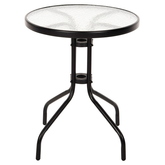 Τραπέζι Adam Μαύρο με Γυάλινη Επιφάνεια Φ60x68