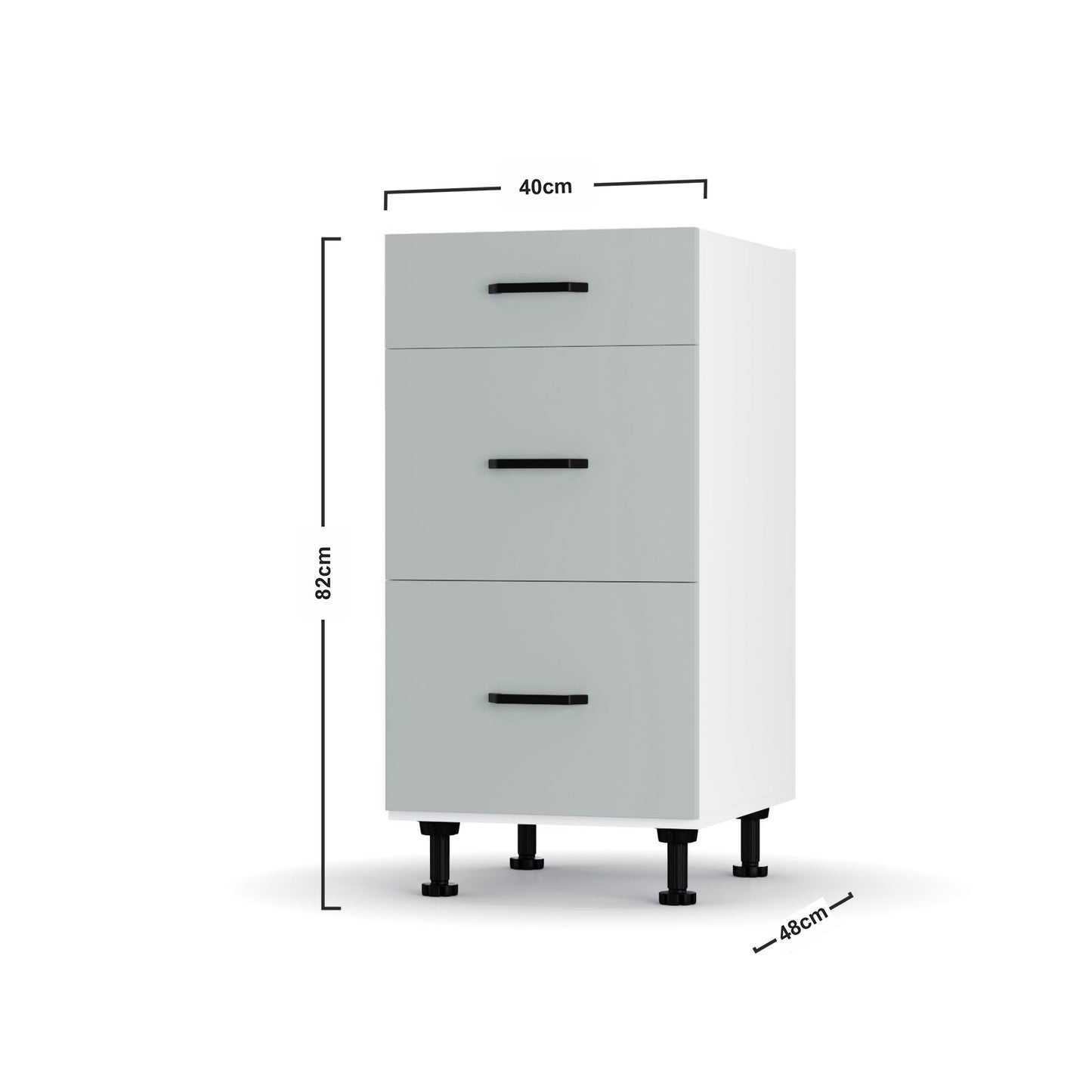 Modest Κάτω Ντουλάπι Συρταριέρα Γκρι 40x48x82