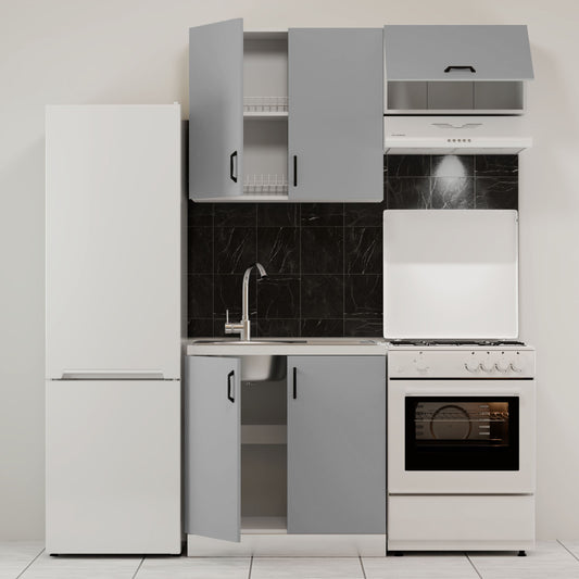 Κουζίνα Modest Σετ 3 Κουτιών Γκρι Άνω Κουτιά 140εκ Κάτω 80εκ