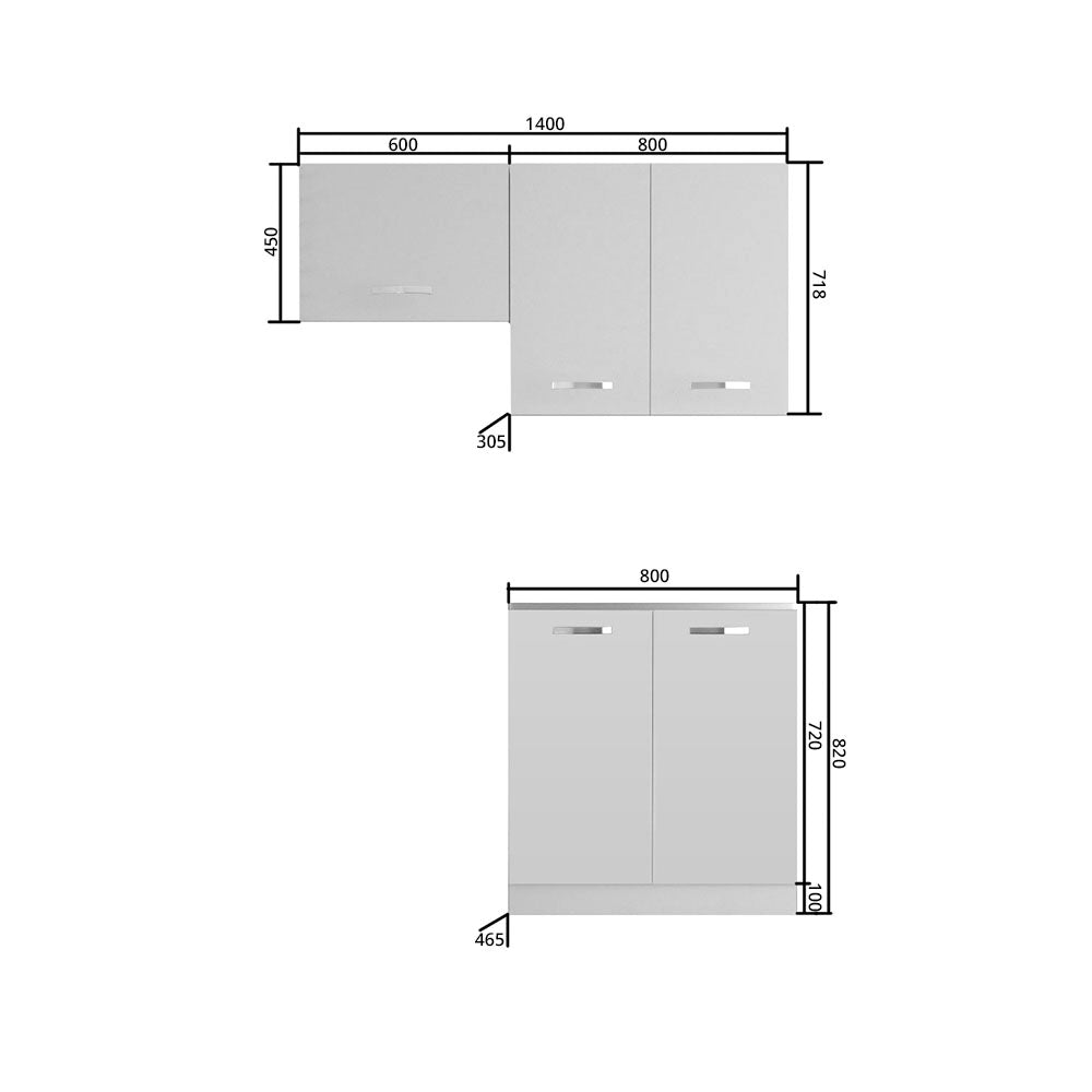 Κουζίνα Charlotte Σετ 140 Χρυσό Δρυς-Γραφίτη