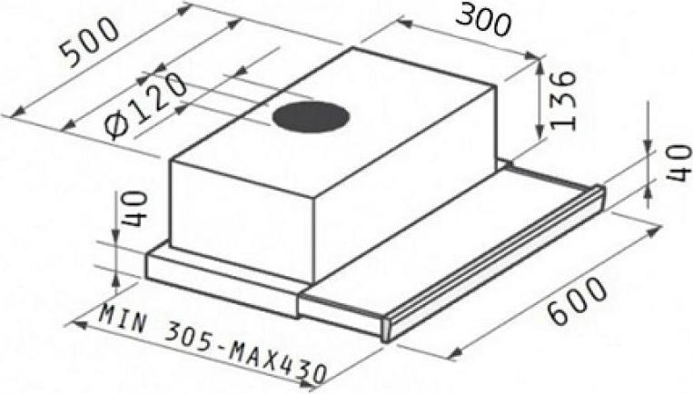 Meidtec by Pyramis 7012MT Inox Slide-out Hood 60x43x18
