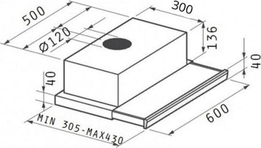 Συρόμενος Απορροφητήρας Inox 7012ΜΤ Meidtec by Pyramis 60x43x18