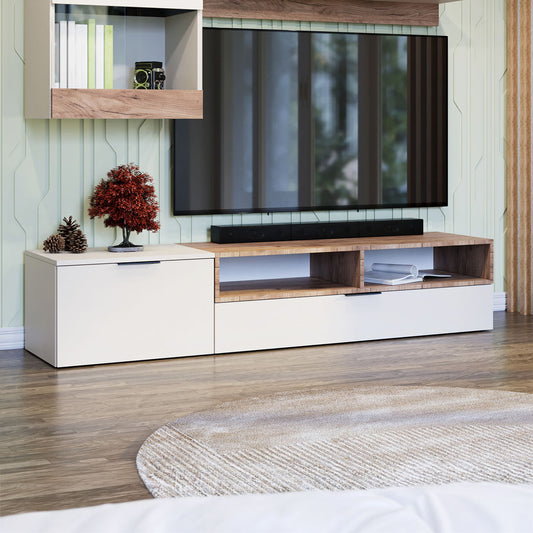 Έπιπλο TV Morocco Μπεζ-Σκούρο Δρυς 175x39x35