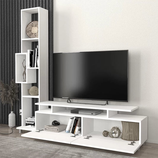 Tulip TV Unit Made of Melamine Color White 160x29.5x160