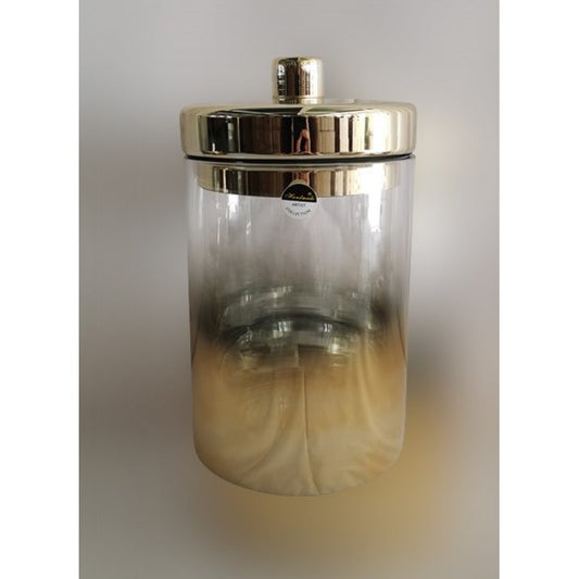 Βάζο με Καπάκι Γυάλινο/Μεταλλικό Διάφανο/Χρυσό 15x15x26