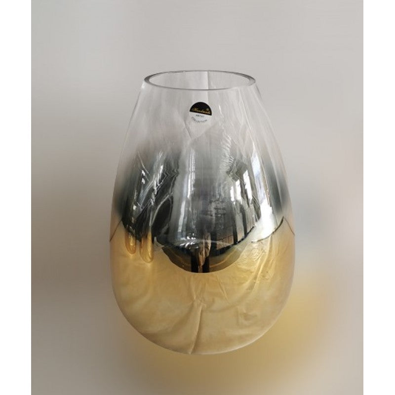 Βάζο Γυάλινο Διάφανο/Χρυσό 21x21x27