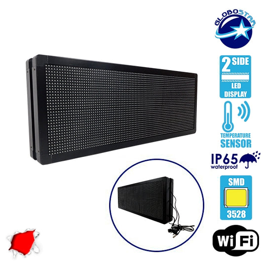 90321 Κυλιόμενη Ψηφιακή Επιγραφή P10 LED SMD AC 220-240V με Wi-Fi - Αδιάβροχή IP65 - Διπλής Όψης - Μ104 x Π12 x Υ40cm Κόκκινο