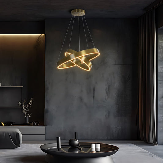 kelvo® VENOM KLV-101-0198-V2 Κρεμαστό Φωτιστικό Οροφής LED 75W 7500lm 120° AC 220-240V IP20 Ρυθμιζόμενο Λευκό CCT με Χειριστήριο από 2700K έως 6000K Dimmable - Lumileds SMD Chip - Χρυσό Πλατίνα - Μ60 x Π60 x Υ40