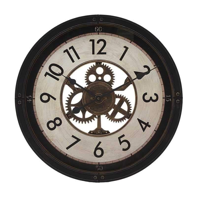 Ρολόι Τοίχου Πλαστικό Αντικέ Εκρού/Μαύρο 50x5x50