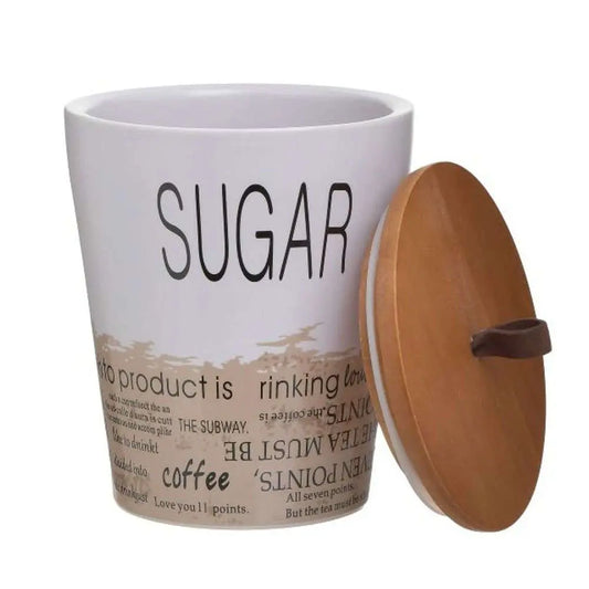 Δοχεία Καφέ/Ζάχαρης Πορσελάνινα/Ξύλινα Πολύχρωμα 12x12x14 (2 Τεμ.)