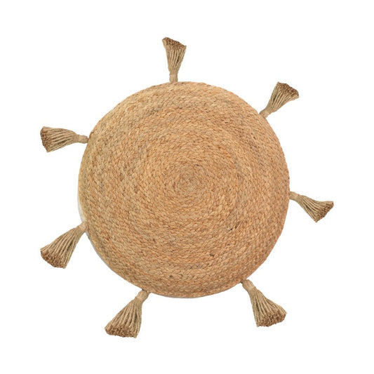 Πουφ Elefon Φυσικό-Εκρού Ύφασμα Φ40x12