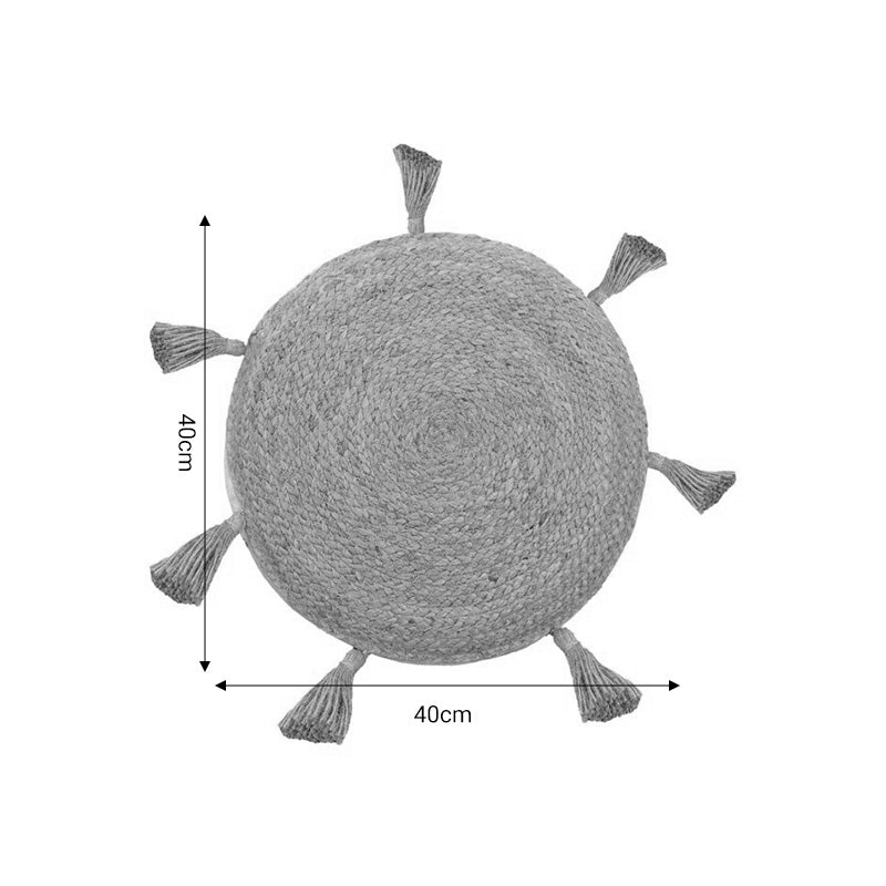 Πουφ Elefon Φυσικό-Εκρού Ύφασμα Φ40x12