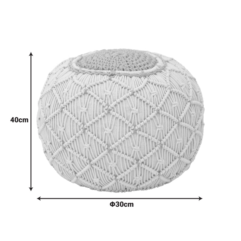 Σκαμπό-Πουφ Boha Γιούτα σε Φυσική και Λευκή Απόχρωση Φ40x30