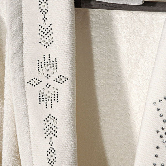 Μπουρνούζι με Γιακά και Strass Art 3090 M-L Εκρού