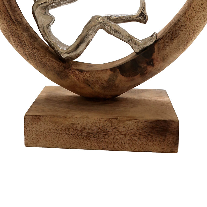 Επιτραπέζιο Διακοσμητικό Καρδιά Loisir Φυσικό Μάνγκο Ξύλο-Αλουμίνιο 28.5x9x30