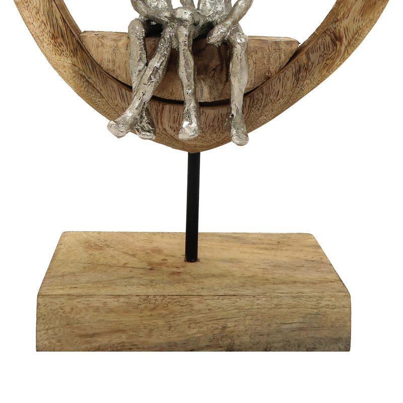 Επιτραπέζιο Διακοσμητικό Καρδιά Edora Φυσικό Μάνγκο Ξύλο-Αλουμίνιο 27x10x36