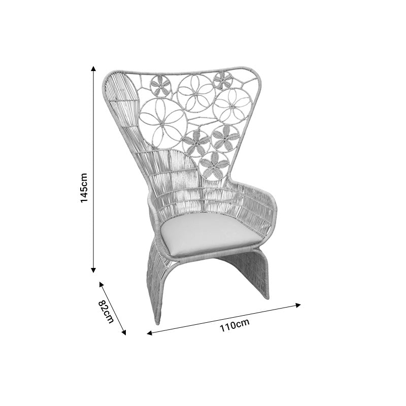 Πολυθρόνα Jake με Μπεζ Μαξιλάρι-Φυσικό Rattan 110x82x145