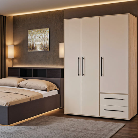 Ντουλάπα Ρούχων Razol Τρίφυλλη Λευκό-Sonoma Μελανίνης 144.5x59x200