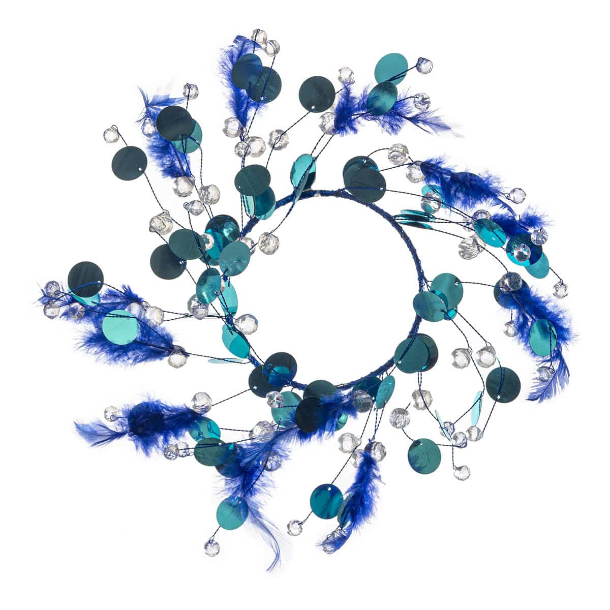 Στεφανάκι με Πούπουλα Τυρκουάζ 10εκ