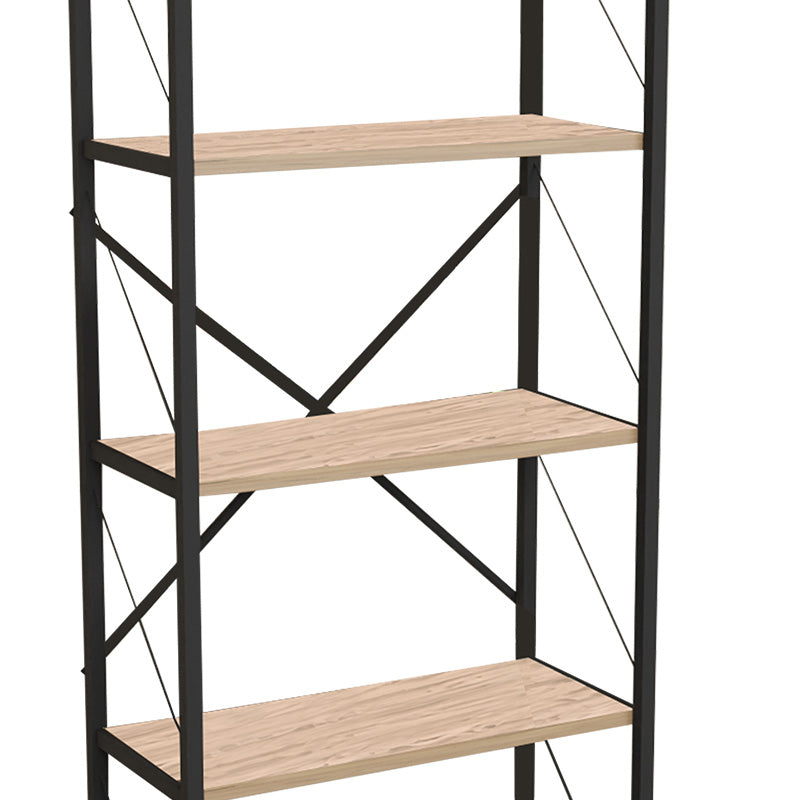 Βιβλιοθήκη Draizy Oak Μελαμίνης-Μαύρο Μέταλλο 63x30x150