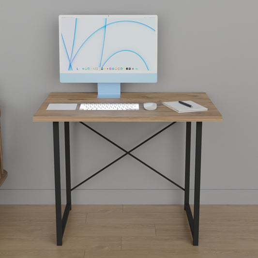 Γραφείο Εργασίας Ustando Oak Μελαμίνης-Μαύρο Μέταλλο 90x60x72