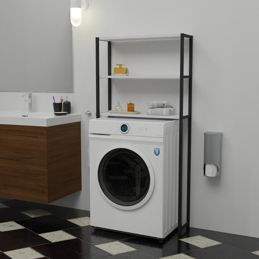 Έπιπλο Πλυντηρίου Bothy Λευκό-Μαύρο Μελαμίνης 70x21x150