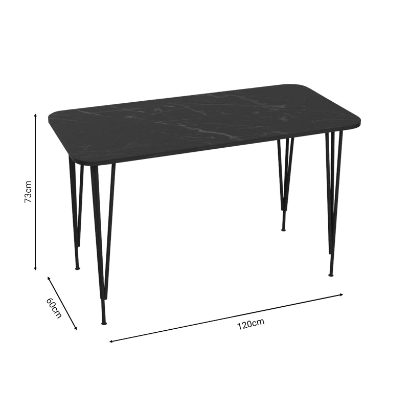 Τραπέζι Polkan Μαύρο Μαρμάρου Μελαμίνης 120x60x73