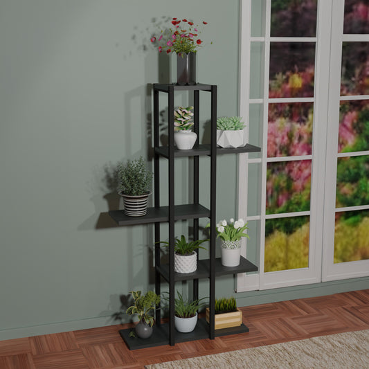 Επιδαπέδια Ραφιέρα Ploko Ανθρακί Μελαμίνης-Μαύρο Μέταλλο 60x24x110