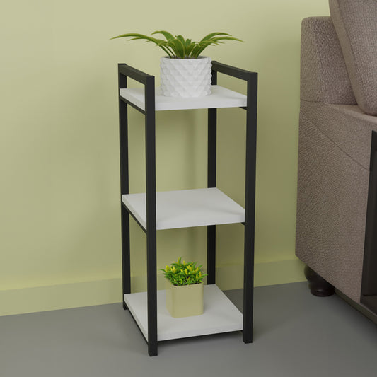 Επιδαπέδια Ραφιέρα Harvey Μαύρο Μέταλλο και Μελαμίνη σε Λευκή Απόχρωση 33x28x70