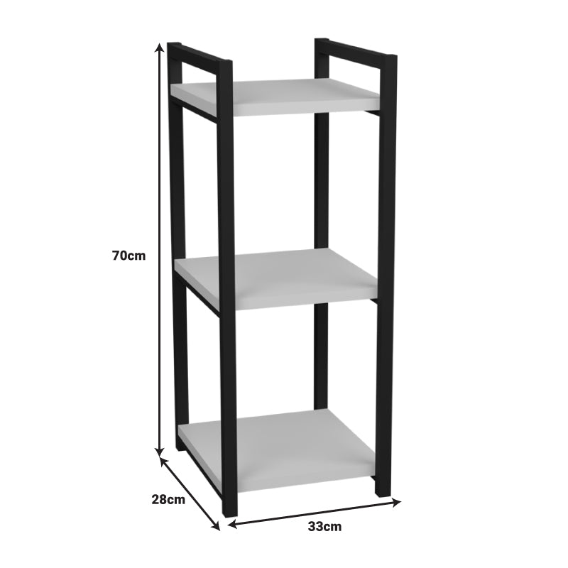 Επιδαπέδια Ραφιέρα Harvey Μαύρο Μέταλλο και Μελαμίνη σε Λευκή Απόχρωση 33x28x70